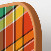 オレンジ金ゴールドグリーンブルーパープル白黒プレイド ピックルボールラケット (左詳細)