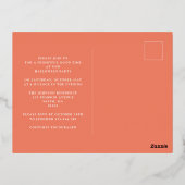 オレンジ金ゴールドスクリプトパンプキンハローウィンパーティ 箔招待状ポストカード (裏面)