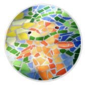 オレンジ金ゴールドフィッシュブライトカラフルモザイクアート セラミックノブ (正面)