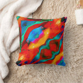 オレンジ金ゴールドブルーミントブラックダイアゴナル抽象芸術 クッション (ブランケット)