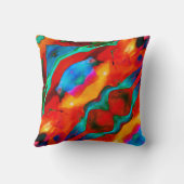 オレンジ金ゴールドブルーミントブラックダイアゴナル抽象芸術 クッション (裏面)