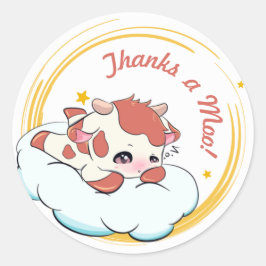 オレンジ金ゴールドベビーカウホワイトクラウドエレガントありがとう ラウンドシール