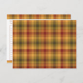 オレンジ金ゴールドラストカントリーチェックレシピカード ポストカード (正面/裏面)