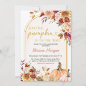 オレンジ金ゴールドリトルカボチャベビーシャワー招待状 招待状 (正面)