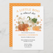 オレンジ金ゴールド水色カボチャ赤ちゃんシャワー 招待状 (正面/裏面)