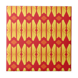 オレンジ金ゴールド炎の幾何デザイン タイル