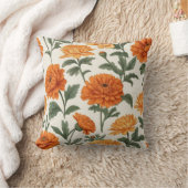 オレンジ金ゴールド秋のマリーゴールド紅葉パターン クッション (ブランケット)