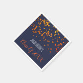 オレンジ金ゴールド紙吹雪オンブラックエクセシションパーティー スタンダードカクテルナプキン (角)