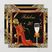 オレンジ金ゴールド素晴らしい30誕生日パーティー3 招待状 (正面/裏面)