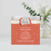 オレンジ銀のグリッターエレガント弓の輝き 招待状 (スタンド正面)