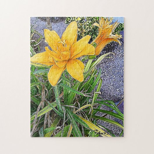 オレンジ開花とバド ジグソーパズル (縦)