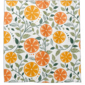 オレンジ離れとオレンジの装飾的な目を引く シャワーカーテン (正面)