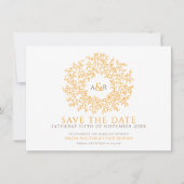 オレンジ離れ色の茶色の写真の結婚円 セーブザデート (正面)