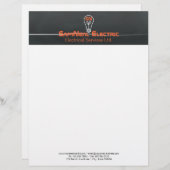 オレンジ電気技師-ロゴの電球のデザイン レターヘッド (正面/裏面)