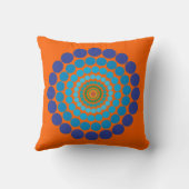 オレンジ青い円パターン枕 クッション (裏面)
