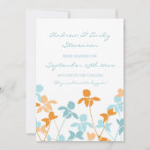 オレンジ青い花の駆け落ちの発表カード 案内状 (裏面)