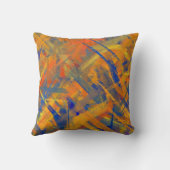 オレンジ青く黄色いファインアートによって絵を描かれるスタイル クッション (裏面)