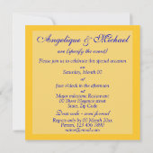 オレンジ青く黄色い結婚記念日の婚約 招待状 (裏面)
