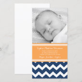 オレンジ青はベビーシャワーの写真カード感謝していしています サンキューカード (正面/裏面)