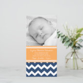 オレンジ青はベビーシャワーの写真カード感謝していしています サンキューカード (スタンド正面)