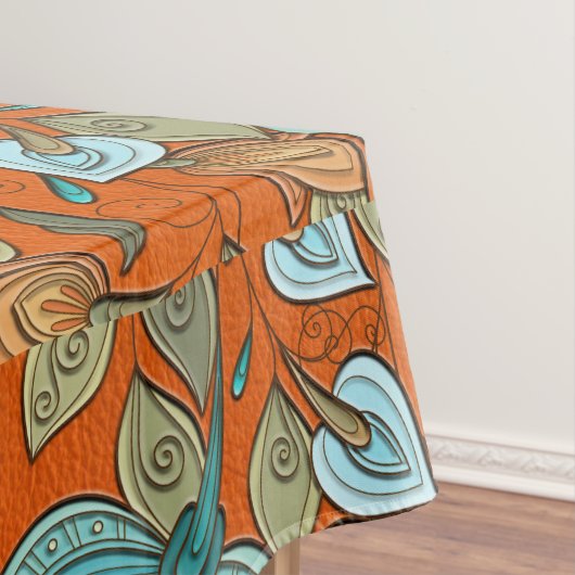 オレンジ革のエレガントでカラフルな花の渦巻 テーブルクロス (インサイチュ)