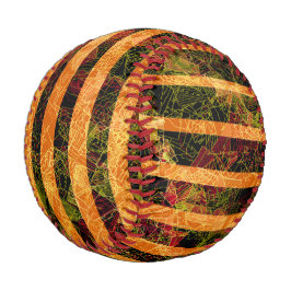 オレンジ風変わり色ストライプと小さな四角が線で並んでいる 野球ボール