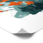 オレンジ風船のキュートなシマウマのファンシーイラスト ポスター (角)