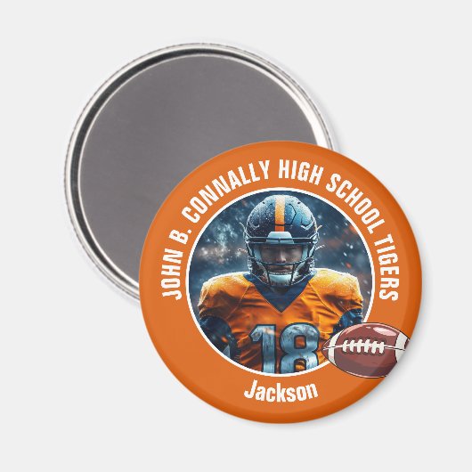 オレンジ高校サッカー選手の写真 マグネット (正面/裏面)