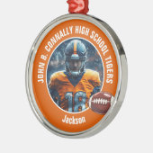 オレンジ高校サッカー選手フォトクリスマス メタルオーナメント (左)