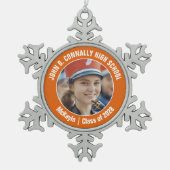 オレンジ高校マーチングバンド写真ギフト スノーフレークピューターオーナメント (正面)