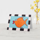 オレンジ魚のメッセージカード カード (黄色い花)