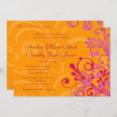 オレンジ鮮やかとピンクのフローラ結婚式招待状 招待状 (正面/裏面)
