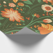 オレンジ鮮やかと黄色の開花付き花柄 ラッピングペーパー (角)