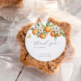 オレンジ鮮やかな柑橘系フローラベビーシャワーありがとう ラウンドシール