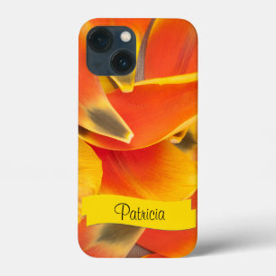 オレンジ鮮やかのチューリップ花びら写真 iPhone 13 MINIケース