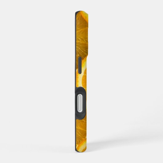 オレンジ鮮やかの柑橘類の果柄の写真 iPhone 16ケース (右側面)