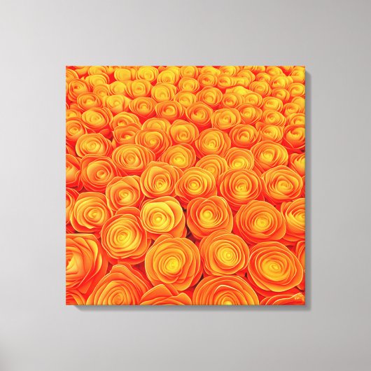 オレンジ鮮やかバラガーデン キャンバスプリント (正面)