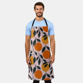 オレンジ鮮やか柑橘系シームレスパターン エプロン (着用した状態)