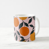 オレンジ鮮やか柑橘系シームレスパターン コーヒーマグカップ (正面右)
