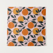 オレンジ鮮やか柑橘系シームレスパターン タペストリー (正面(横))