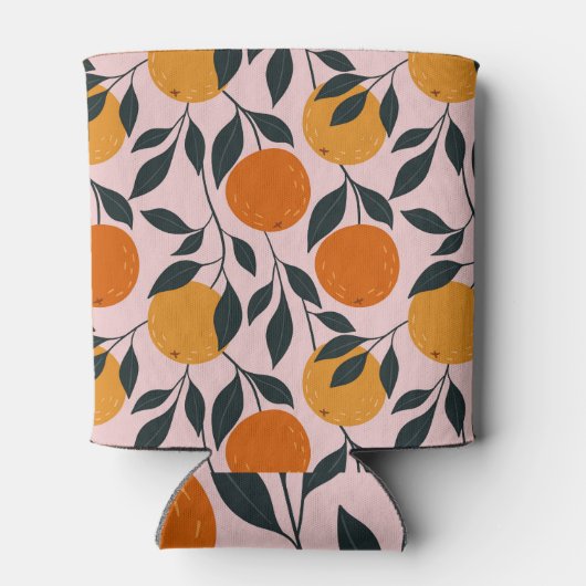 オレンジ鮮やか柑橘系シームレスパターン 缶クーラー (裏面)