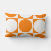 オレンジ鮮やか色とオフホワイトの四角形(&Circles) ランバークッション (裏面)