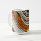 オレンジ鮮やか色とグレー色のデザイン コーヒーマグカップ (正面左)