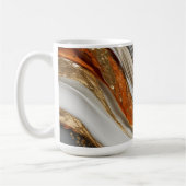 オレンジ鮮やか色とグレー色のデザイン コーヒーマグカップ (左)