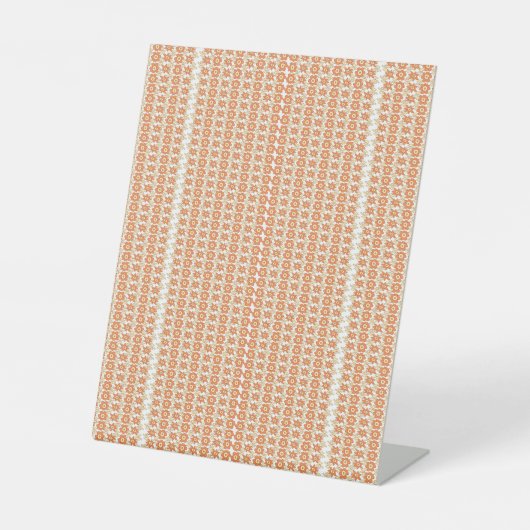 オレンジ鮮やか色と白ストライプの色の背景 台座サイン (正面)