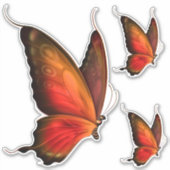 オレンジ鮮やか色のバタフカスタムィーのステッカーセット シール (正面)