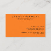 オレンジ鮮やか色のメイクアップヘアコンサルタント 名刺 (裏面)