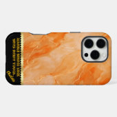 オレンジ鮮やか色の大理石パターンの流れ iPhoneケース (裏面横)