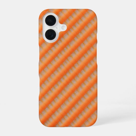 オレンジ鮮やか色の斜ストライプ向きテクスチャフォン iPhone 16ケース (裏面)