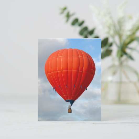 オレンジ鮮やか色の熱気球はがき ポストカード (スタンド正面)
